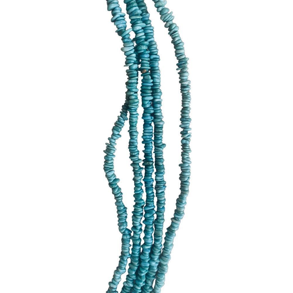 Sterling Silver 5-Strand Genuine Turquoise USA Native American 18.5 in Necklace - Picture 3 of 3